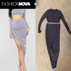 Fashion Nova Long Sleeve Matching Skirt Set